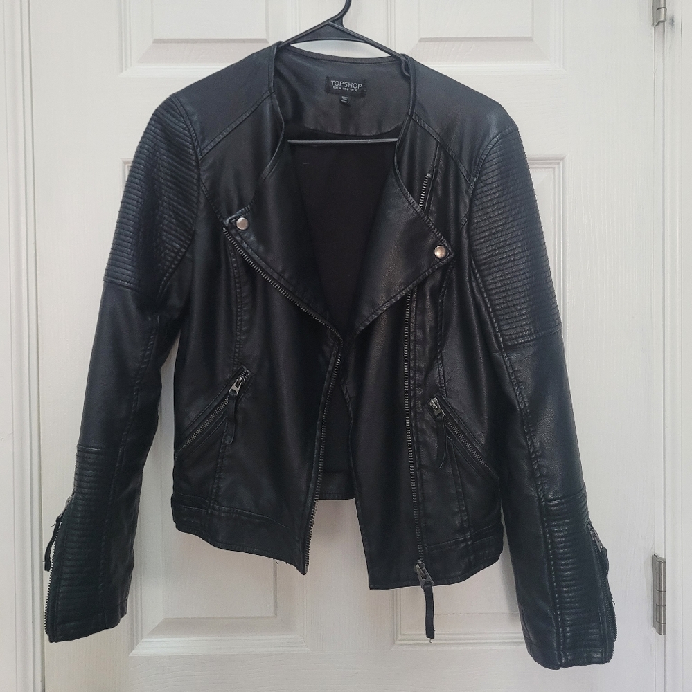Topshop Leather Jacket, Sz Medium (US 6)